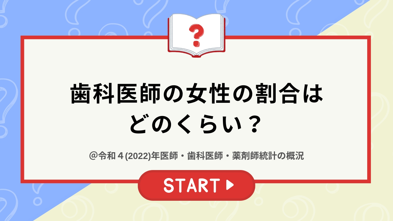 【クイズ】歯科医師の女性の割合はどのくらい？の画像です。