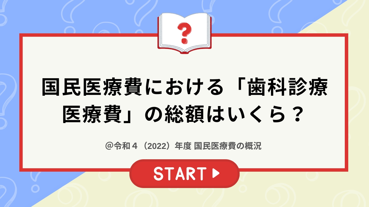 【クイズ】国民医療費における「歯科診療医療費」の総額はいくら？の画像です。
